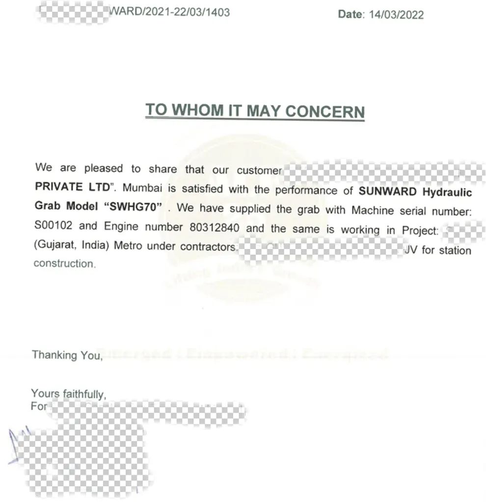 感谢信!k1体育
SWHG70液压抓斗助力海外基础施工获肯定