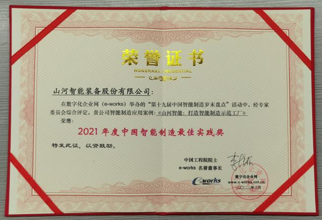 k1体育
荣获2021年度中国智能制造最佳实践奖